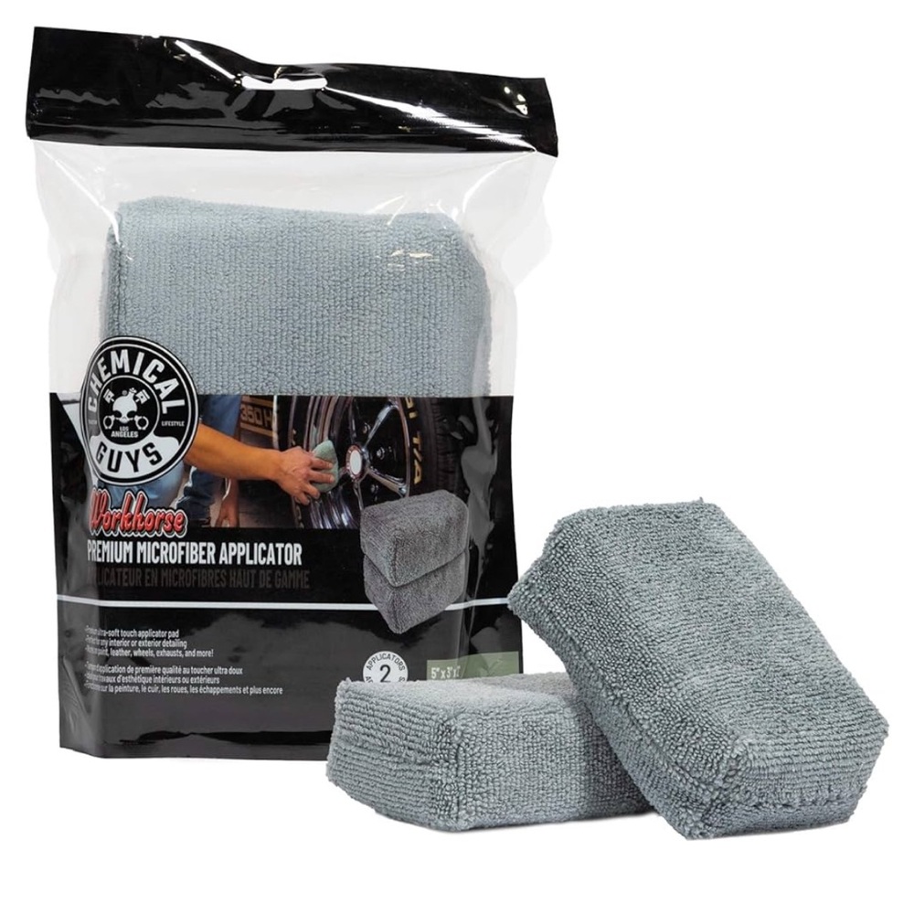 Chemical Guys Workhorse Premium Microfiber Applicator, Gray (Pack of 2)
